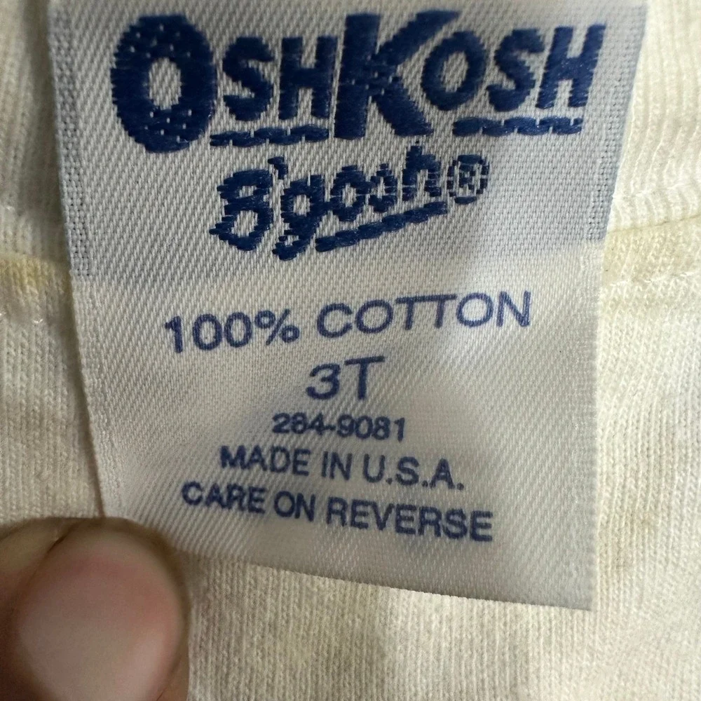 OshKosh T-Shirt Unisex Size 3T White Graphic Berry Leaves Cotton Vintage USA